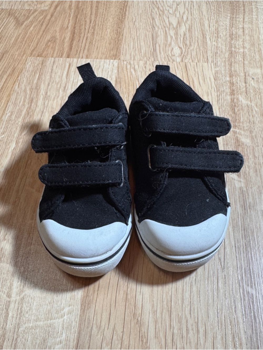 Toddler Size 4 Black Canvas Velcro Sneakers with memory foam